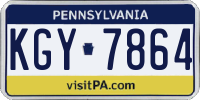 PA license plate KGY7864