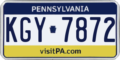 PA license plate KGY7872