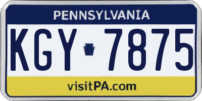 PA license plate KGY7875
