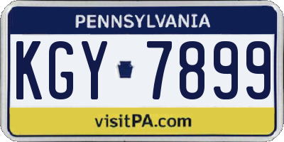 PA license plate KGY7899