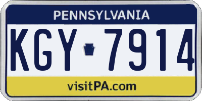 PA license plate KGY7914