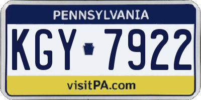 PA license plate KGY7922