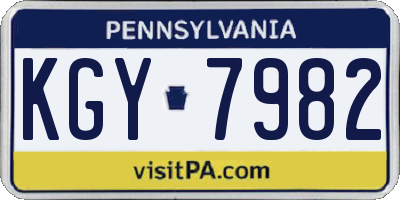 PA license plate KGY7982