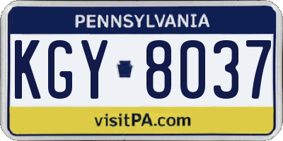 PA license plate KGY8037