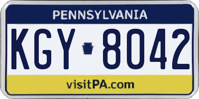 PA license plate KGY8042