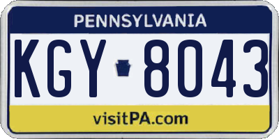 PA license plate KGY8043