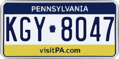 PA license plate KGY8047