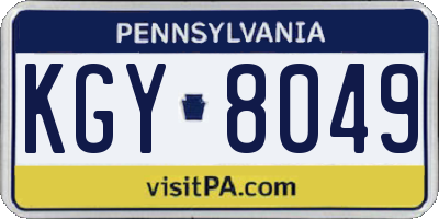 PA license plate KGY8049