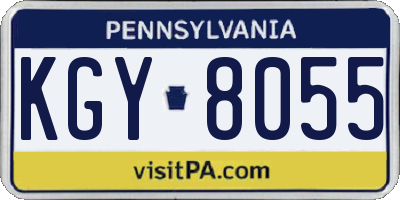 PA license plate KGY8055