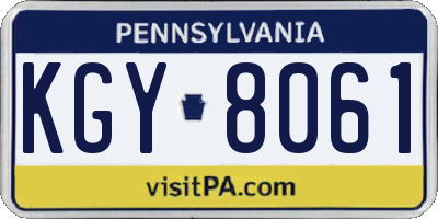 PA license plate KGY8061