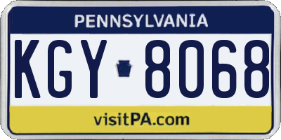 PA license plate KGY8068