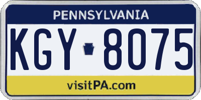 PA license plate KGY8075