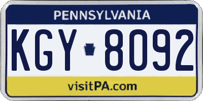 PA license plate KGY8092