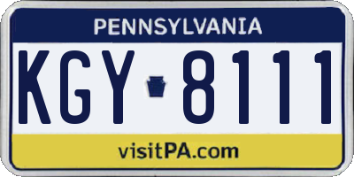 PA license plate KGY8111