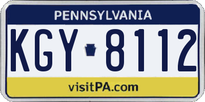 PA license plate KGY8112
