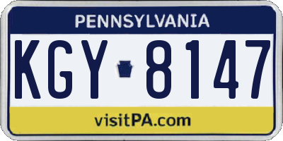 PA license plate KGY8147