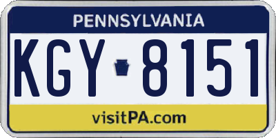 PA license plate KGY8151