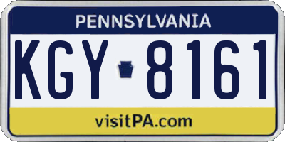 PA license plate KGY8161