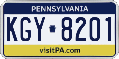 PA license plate KGY8201