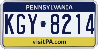 PA license plate KGY8214