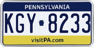 PA license plate KGY8233