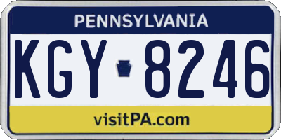 PA license plate KGY8246