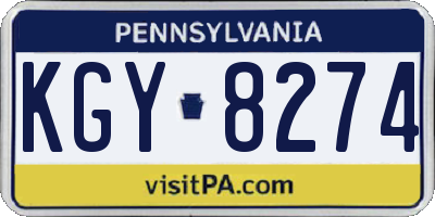 PA license plate KGY8274