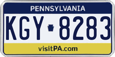 PA license plate KGY8283