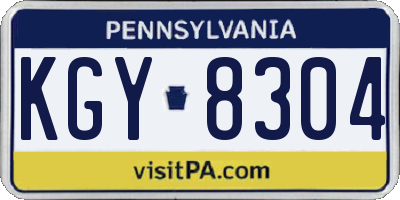 PA license plate KGY8304