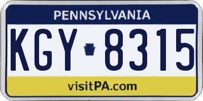 PA license plate KGY8315