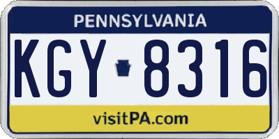 PA license plate KGY8316