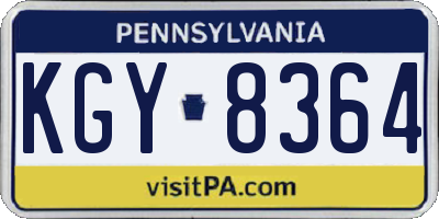 PA license plate KGY8364