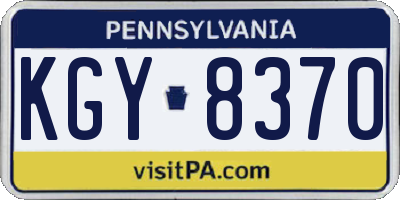 PA license plate KGY8370