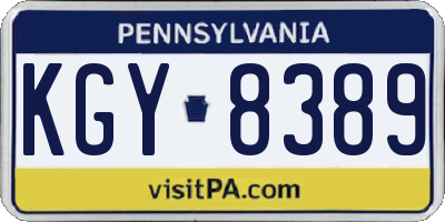 PA license plate KGY8389