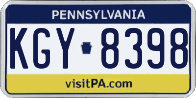 PA license plate KGY8398