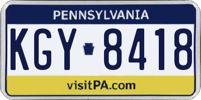 PA license plate KGY8418