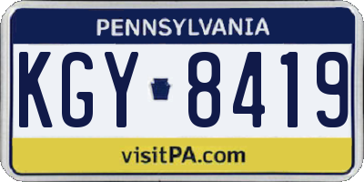 PA license plate KGY8419