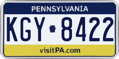 PA license plate KGY8422