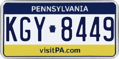 PA license plate KGY8449
