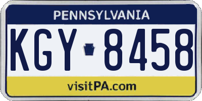 PA license plate KGY8458