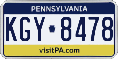 PA license plate KGY8478