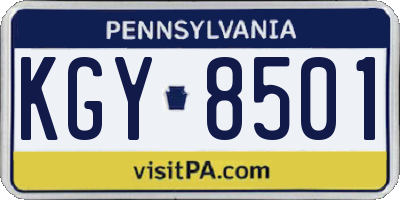 PA license plate KGY8501