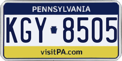PA license plate KGY8505