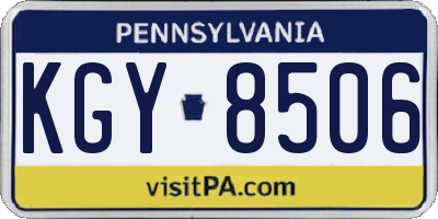 PA license plate KGY8506