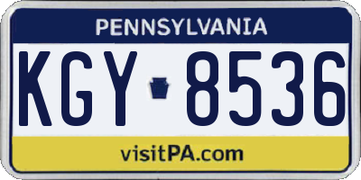 PA license plate KGY8536