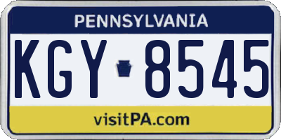PA license plate KGY8545