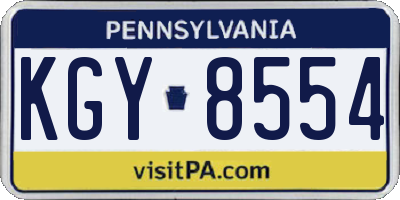 PA license plate KGY8554