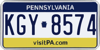 PA license plate KGY8574