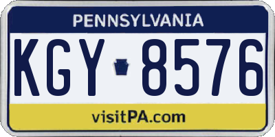 PA license plate KGY8576
