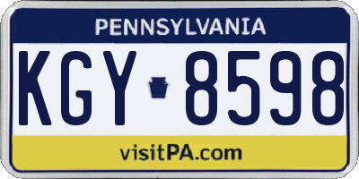 PA license plate KGY8598